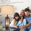 Itopfox Set of 2 Farmhouse Lamps for Living Room, Rustic Vintage Bedside Table Lamp with USB Ports, Frosted Glass Night Light for End Table, 4 Bulbs - 4 of 4