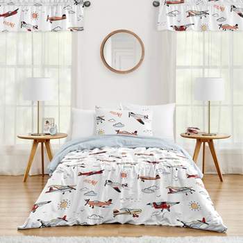 4pc Airplane Twin Kids' Comforter Bedding Set Red and Blue - Sweet Jojo Designs