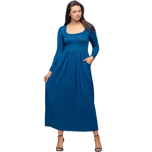 24seven Comfort Apparel Long Sleeve Empire Waist Pocket Maxi Dress - image 1 of 4