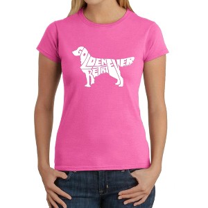 LA Pop Art Women's Word Art T-Shirt - Golden Retreiver - 1 of 4