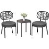 Acekool 3-Piece Wicker Bistro Set - 2 Chairs & Glass Table for Patio, Balcony & Small Spaces - 2 of 4