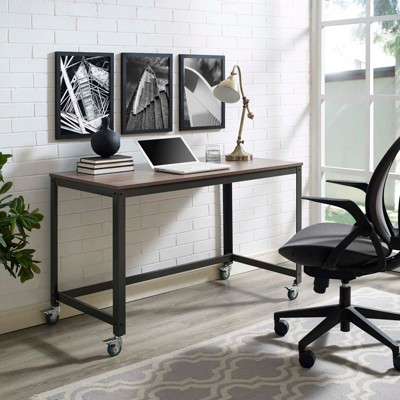 Gray Wood Office Desk with Drawer and Filing Cabinet