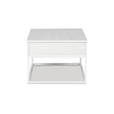 White Rectangular Wood and Metal Lift-Top Coffee Table