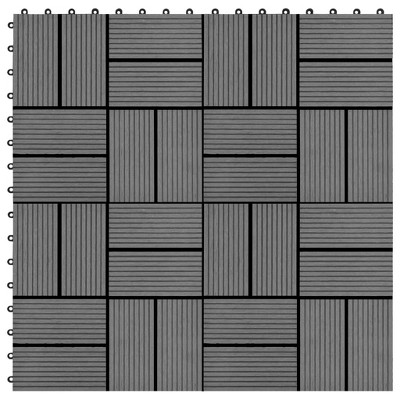 vidaXL 11 pcs Decking Tiles WPC 11.8"x11.8" 1 sqm Gray