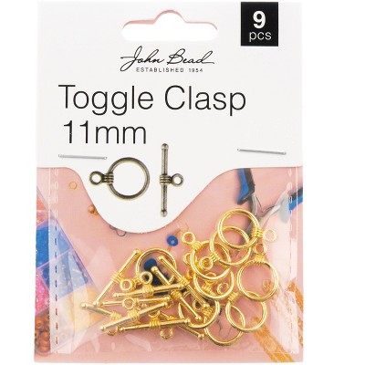 John Bead Must Have Findings Metal Gold 11mm Toggle Clasps for Jewelry Making Findings, 9 Pieces