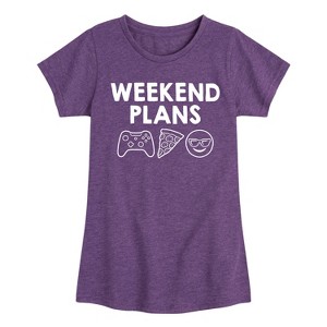 Girls' - Instant Message - Weekend Plans Fitted Short Sleeve Graphic T-Shirt - 1 of 4