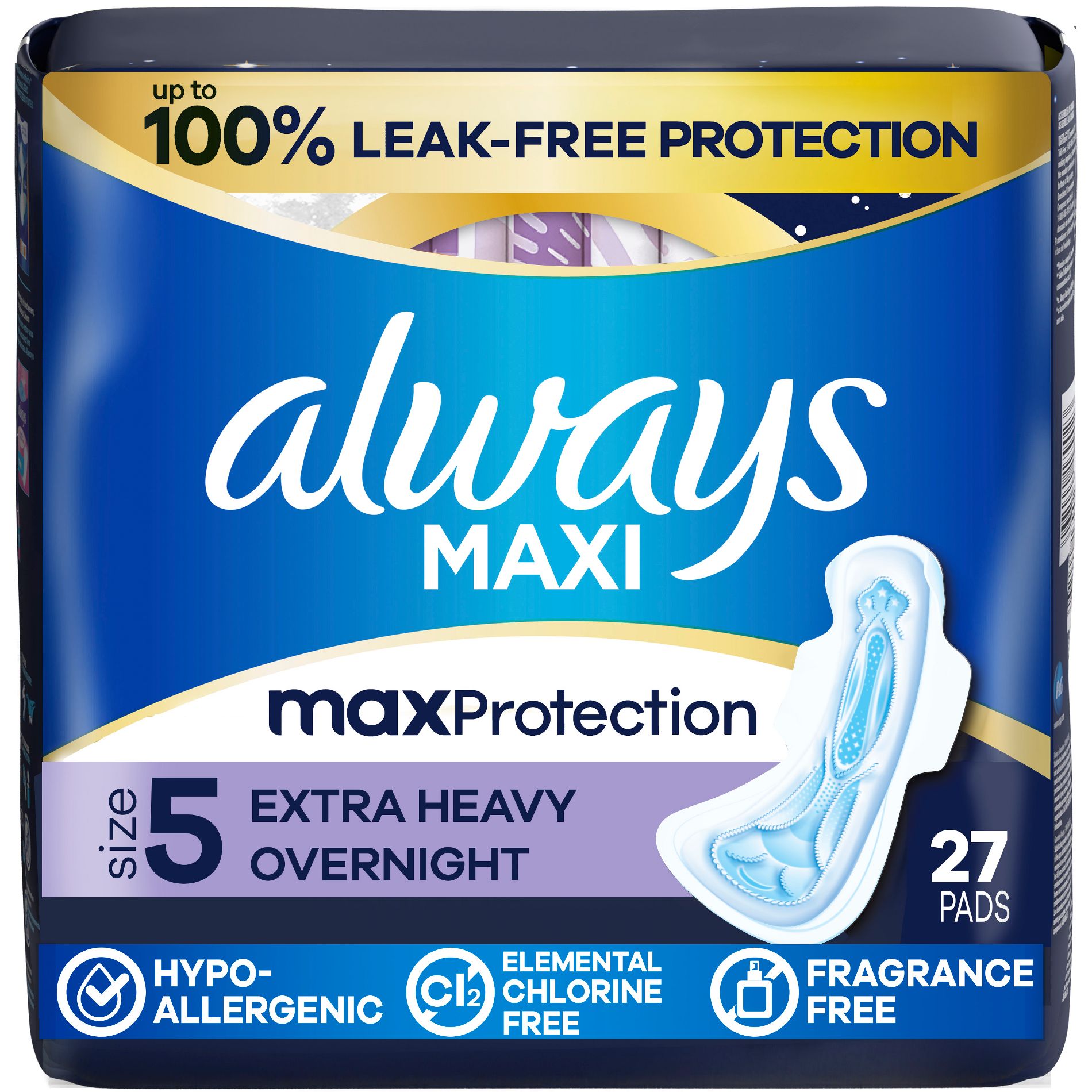 Always Maxi Extra Heavy Overnight Pads - Size 5