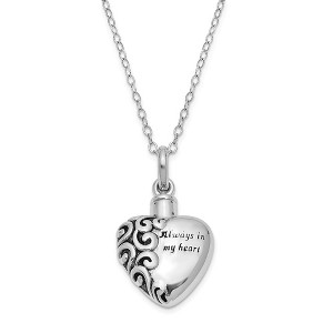 Black Bow Jewelry Sterling Silver Always in My Heart Ash Holder Necklace, 18 Inch - 1 of 4