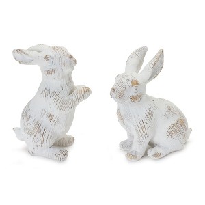 Melrose White Washed Rabbit Figurine (Set of 2) - 1 of 4