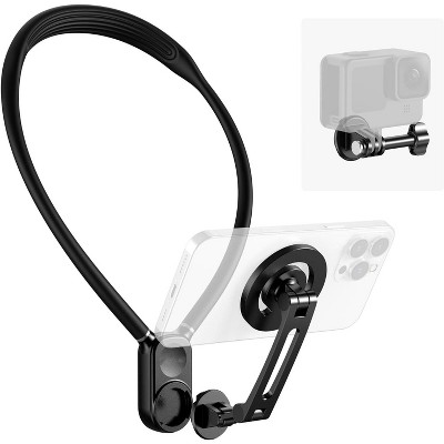 Boersma Magnetic Neck Holder for Action Camera & Phone, Hands Free Tripod Chest Mount Compatible with DJI Insta360 Magsafe iPhone, Phone Holder
