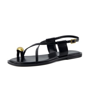CUSHIONAIRE Corfu Flat Sandals for Women – Strappy Design with Toe Loop and Adjustable Ankle Strap – Lightweight Summer Dress Sandal - 1 of 4