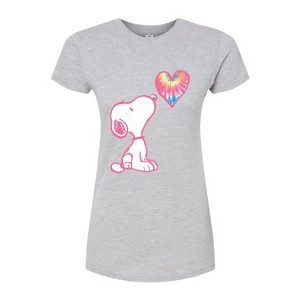 Women's - Peanuts - Snoopy Pastel Rainbow Heart Fitted Graphic T-Shirt - 1 of 3