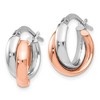 Black Bow Jewelry 7.5x13mm (1/2 Inch) 14k White Gold & 14k Rose Gold Plated Double Hoops - 2 of 4