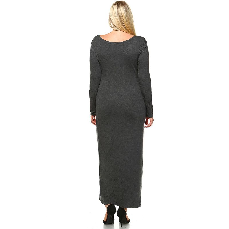 Women's Plus Size Long Sleeve Maxi Dress - White Mark, 3 of 4