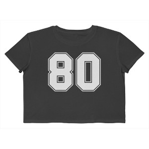 Rerun Island Women's 80 Collegiate White Short Sleeve Graphic Cotton Cropped Loose T-shirt - Caviar XL - 1 of 4