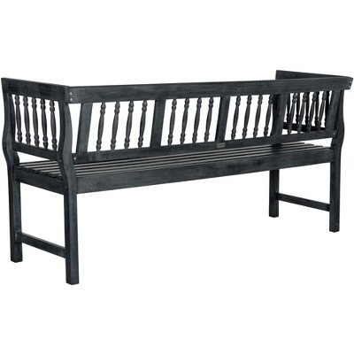 Brentwood Gray and Beige Acacia Wood Outdoor Bench