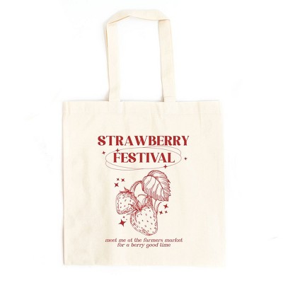 City Creek Prints Strawberry Festival Canvas Tote Bag - 15x16 - Natural