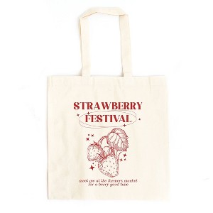 City Creek Prints Strawberry Festival Canvas Tote Bag - 15x16 - Natural - 1 of 2