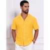 INSPIRE CHIC Men's Camp Collar Button Down Short Sleeve Hollow Texture Knit Shirts - 4 of 4
