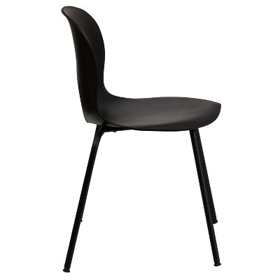 Versatile Black Plastic Contoured Cafe Chair with Stacking Design