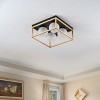 4-Light Black and Gold Flush Mount Ceiling Light, Frosted Glass for Bedroom, Entryway, Kitchen - 4 of 4