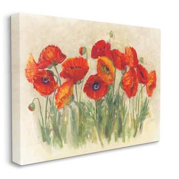 Stupell Industries Red Poppy Florals Soft Green Meadow Grass