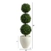 Nearly Natural 3.5-ft Boxwood Triple Ball Topiary Artificial Tree in White Planter (Indoor/Outdoor) - 3 of 4