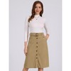 Allegra K Women's High Waist Solid Button Front A-Line Belted Corduroy Midi Skirt - 2 of 4