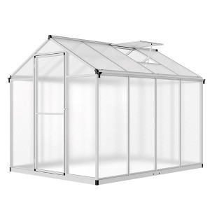 6x8 FT Greenhouse for Outdoors, Polycarbonate Greenhouse with Quick Setup Structure and Roof Vent - 1 of 4