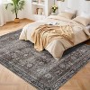 Washable Area Rugs Non-Slip Vintage Rugs for Living Room, Low Pile Stain-Resistant Distressed Oriental Carpet, Foldable Floral Print Floor Covering - 2 of 4