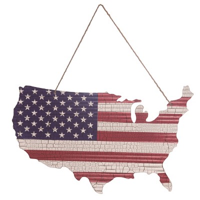 Transpac  28 in. Multicolor 4th of July Americana USA Flag Cutout with Hanger