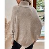 Women's High Neck Batwing Sweater Decorative Button Long Sleeve Pullover Knit Top - 2 of 4