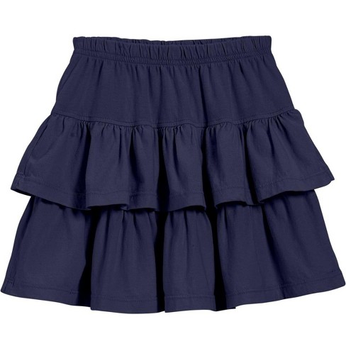 City Threads USA Made Cotton Soft Girls Jersey Tiered Skirt Navy 16Y