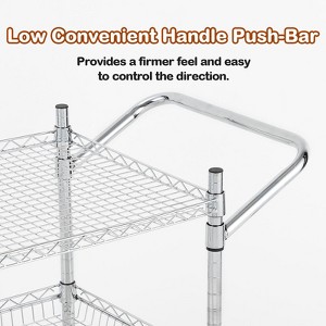 3 Tier Utility Rolling Cart with Wheels, 1500LBS Capacity Heavy Duty Tool Storage Utility Carts with Handle Bar, Commercial Grade Metal Serving Cart - 1 of 4