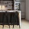 Sapphtopaz 39" Metal Bar Stool Industrial High Chair with Footrest and Slat Backrest Counter Height Barstools Set of 2 for Kitchen Island - 3 of 4