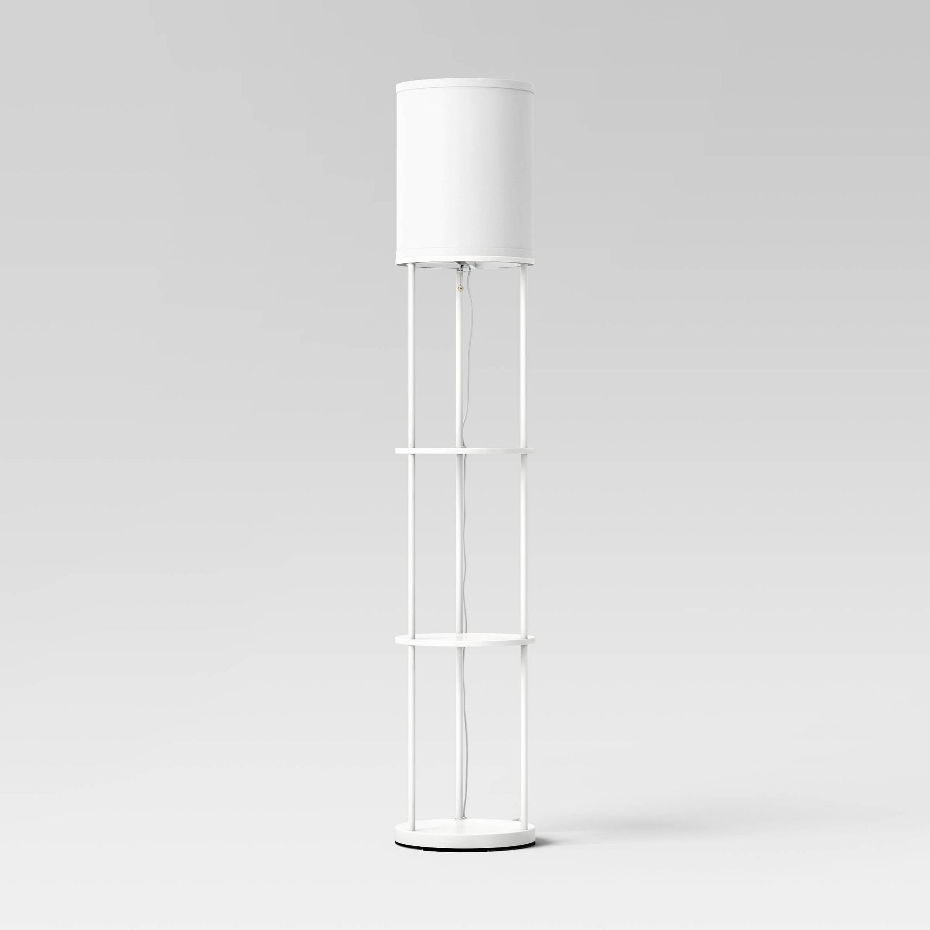Shelf Floor Lamp White (Light Bulbs Not Included) - Room Essentials™: Modern Standing Lamp with Pull Chain, ETL Listed