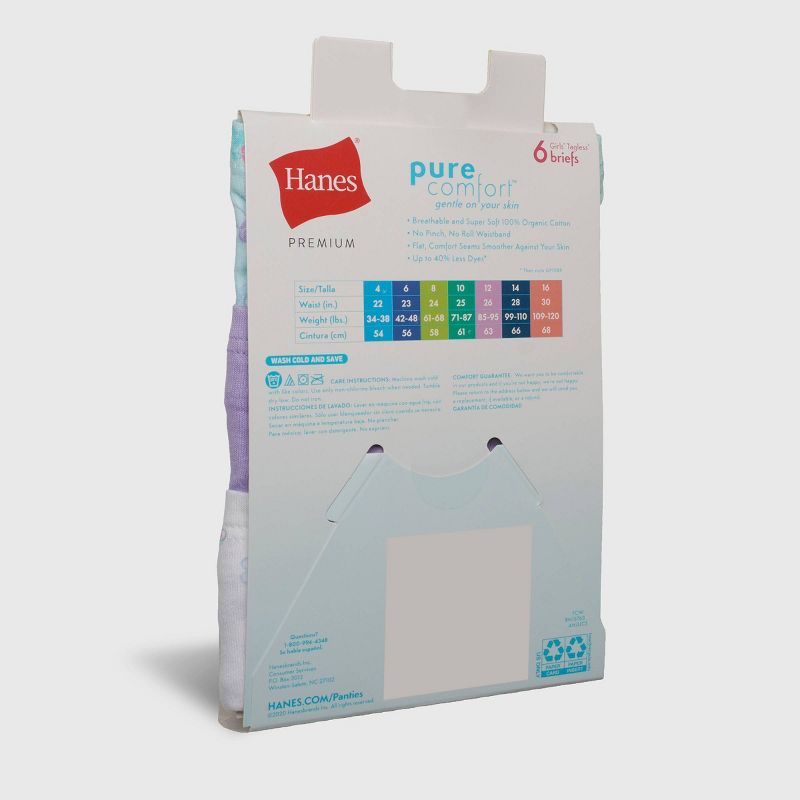 Hanes Premium Girls' 6pk Pure Comfort Briefs - Colors May Vary, 3 of 9