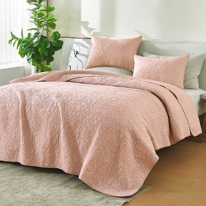 Patina Vie 100% Cotton Stitched 3 Piece Quilt and Sham Set - 1 of 4