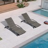 PURPLE LEAF Outdoor Chaise Lounge Chair Set of 2 Patio Pool Lounger Chairs with Wooden Armrest Sunbathing Tanning Recliner for Outside Backyard - 2 of 4