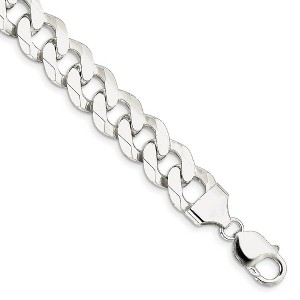 Black Bow Jewelry Men's 13mm Sterling Silver Solid Beveled Curb Chain Bracelet - 1 of 3