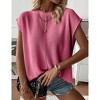 Womens Summer Cap Sleeve Tops Trendy Casual Crew Neck Knit Lightweight Sweater Pullover Top - 2 of 4