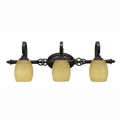 Toltec Lighting Elegante 3 - Light Vanity in  Dark Granite with 5" Cayenne Linen Shade