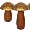 HomeRoots Set of Three Brown And Gold Wood Mushroom Tabletop Sculptures - 4 of 4