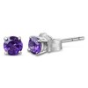 Silver 3.5 MM Created Birthstone Solitaire Stud Earrings - 2 of 4