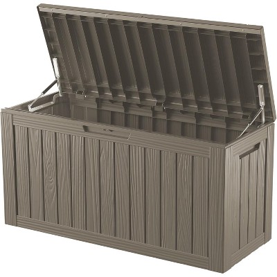MaseiKar 80 Gallon Pro Lockable Resin Deck Box, Waterproof Outdoor Storage Box for Patio Furniture, Garden Tools, Pool Accessories, Brown