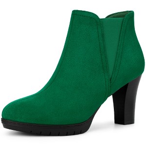 BLISSFUL STEP Round Toe Block Heels Chelsea Ankle Boots for Women - 1 of 3
