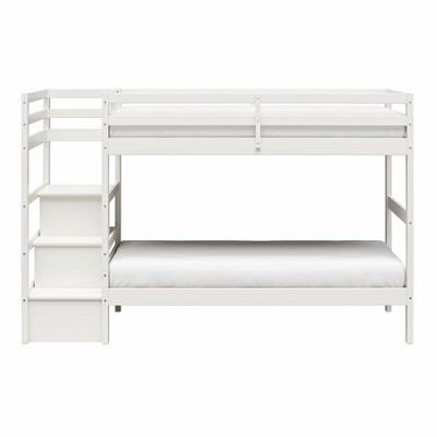 Max & Finn Zaire Twin over Twin Wood Bunk Bed with Shelf Stairs