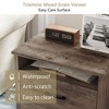 Farmhouse Nightstand with 2 Drawers, Rustic Wooden Nightstand with Bedside Table, Side End Table with Open Shelf - 3 of 4