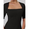 Hobemty Women's Square Neck Zip Front Short Sleeve Work Sheath Dresses - 4 of 4