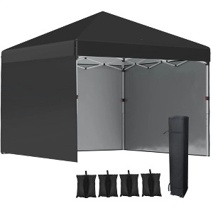 Resenkos Patio Garden Pergola, Pergola Canopy,10' x 10' Pop Up Canopy Tent with 3 Sidewalls, Leg Weight Bags and Carry Bag, Black - 1 of 4